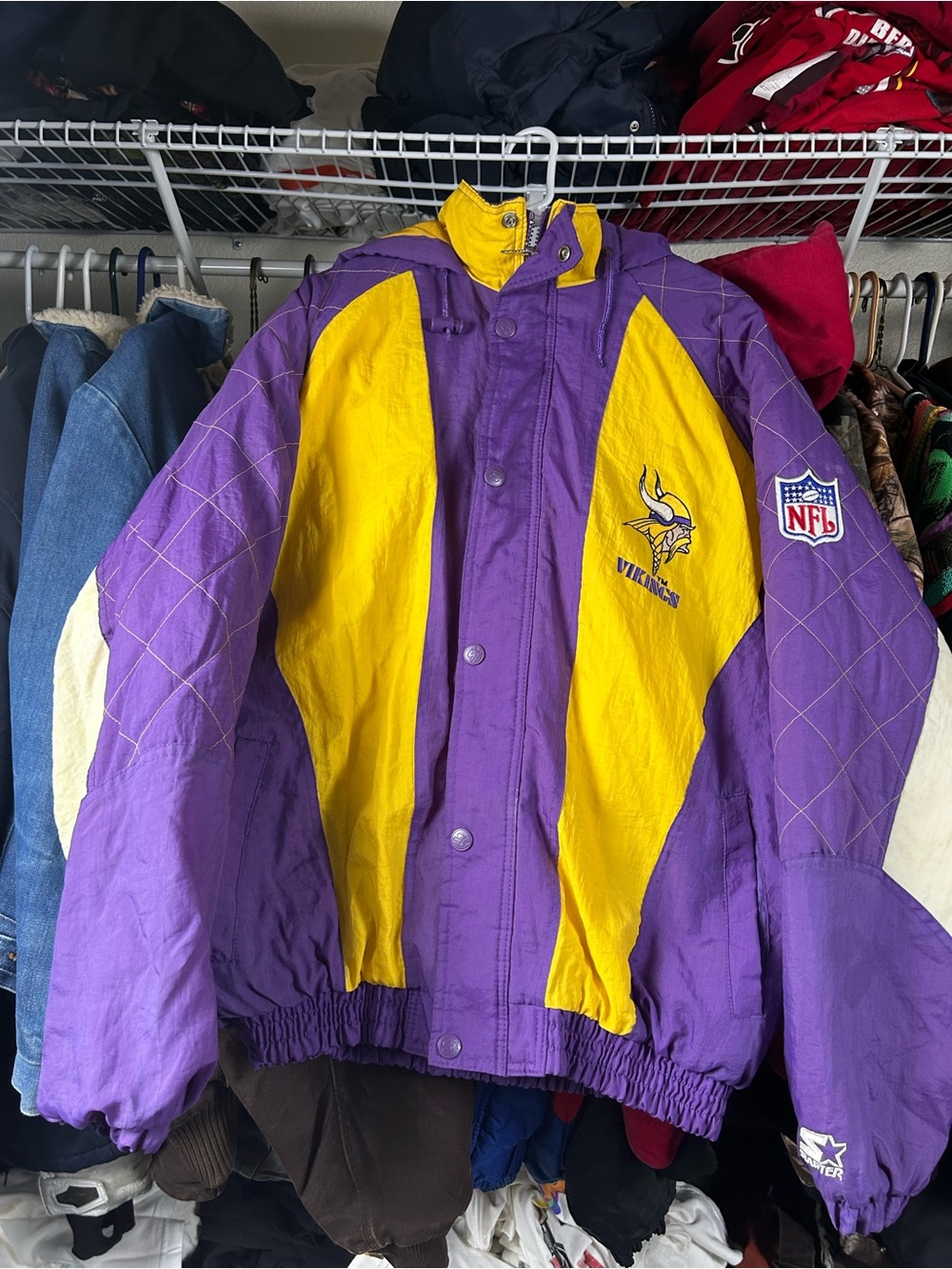STARTER Purple and Yellow Minnesota Vikings Bomber Jacket
